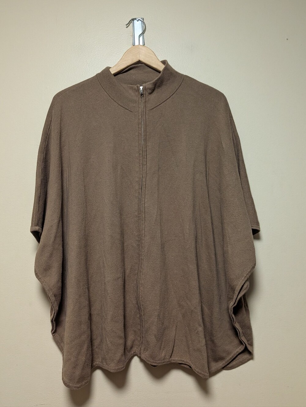 Presswick & Moore Petite Brown Zip Front Poncho Cape Sweater PS/PM